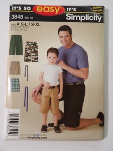 Simplicity 3848 Men's Size S-XL Boy Size S-L Cargo Shorts Uncut Sewing Pattern - Picture 1 of 3
