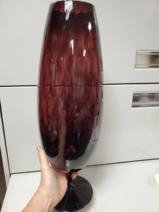 SALE! WAS 375. VTG MCM 19in. EMPOLI PURPLE DIAMOND OPTIC DECORATIVE VASE - Picture 1 of 16