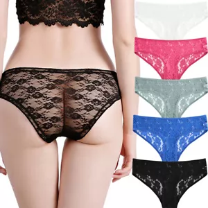 5 Pack Womens Sexy Sheer Lace Briefs Ladies Seamless Knickers Panties Underwear - Picture 1 of 9