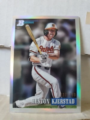 Heston Kjerstad 2021 Bowman Heritage Chrome #140 Refractor /199 SP Prospect RC - Image 1 of 2