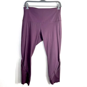 Lululemon Wunder Train High Rise Crop 21'' Women 10 Purple Culf Mesh Scallop Hem - Picture 1 of 11