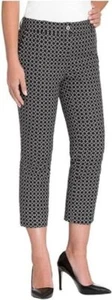Hilary Radley Womens Sit At The Waist Slim Leg Crop Pant Black Ivory - Picture 1 of 1