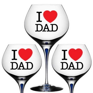 3x I Love Dad Birthday Fathers Day Decal Stickers For Wine Glass DIY Gift Box - Imagen 1 de 2