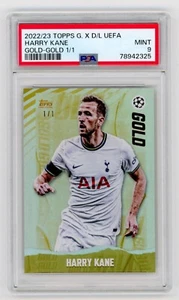 2022 Topps Gold x Dan Leydon UEFA Harry Kane Gold 1/1 PSA 9 - Picture 1 of 2