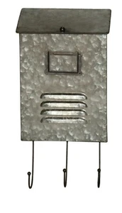 Galvanized Metal Mailbox Post Container w/ Hooks Locker Style - Picture 1 of 1