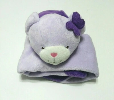 Tiddliwinks Purple Teddy Bear Girl Butterfly Bow Security Blanket Plush Small - Image 1 of 4