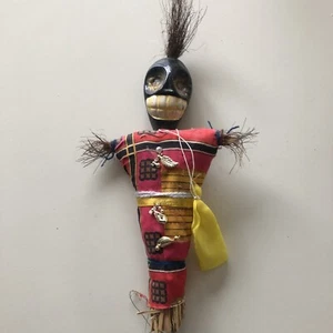 New Orleans Voodoo Doll with Bag Pins Black Skull Head Voo-Doo - Picture 1 of 6