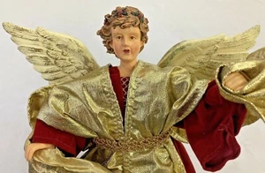 ANGEL Christmas Tree Topper Table Decoration Red Velvet Gown Plastic 12.5" - Picture 1 of 6