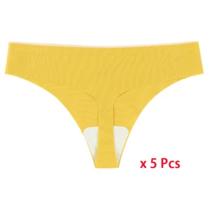 Womens Seamless Panties 5 Pack Soft Thongs G-string Lingerie Briefs Underwear - Picture 1 of 18