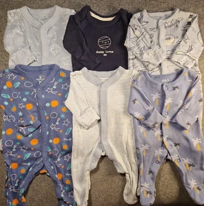 Baby Sleepsuit Set Newborn Boy Girl Unisex babygrow 7-10lb Blue Sea Space (419) - Picture 1 of 7