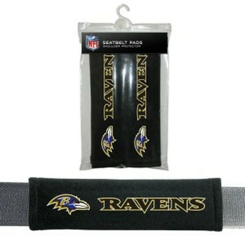 Baltimore Ravens NFL Auto Gym 2pc Seat Belt Pads / Shoulder Pads Covers -New Cover
