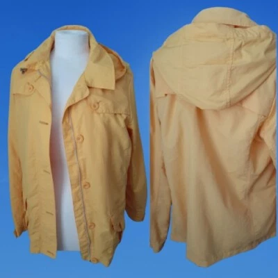 Chaqueta Lands' End Amarilla Con Capucha Lluvia Resbaladiza Botón Cierre Cremallera M Mediana Foto 1 de 4