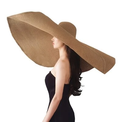 Oversized Beach Straw Hats for Women Floppy, Extra Large Sun Visor Hat Wide Brim - Image 1 of 4
