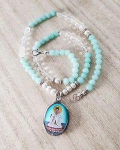Quan Yin Necklace | Handmade Buddhism Goddess Jewelry | Unique Gift 19.5" - Picture 1 of 10