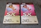 2 x JVC VHS SX - Blank Video Cassette Tapes - 240 Minutes - 4 Hours - SEALED 