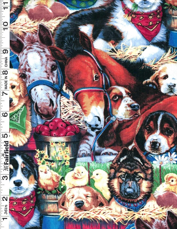 Animal Love Puppies At The Barn by David Textiles    28" - Image 1 of 1
