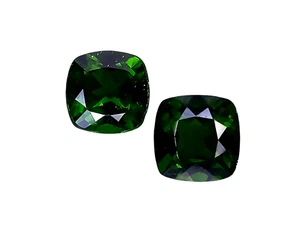 3.57cts Chrome green natural diopside cushion cut 2pcs loose gemstones - Picture 1 of 3