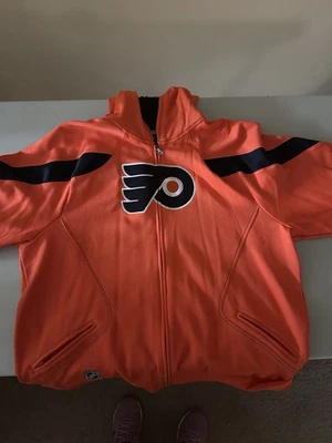 Flyers Reebok Center Ice Orange Zip Up Jacket - Image 1 of 4