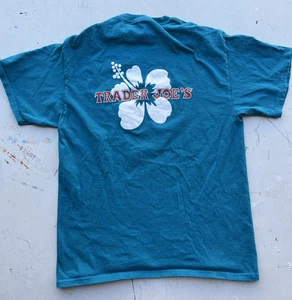 Men's Trader Joe's T-Shirt Teal Solid M Grocery Uniform Market Spell-Out Logo - Picture 1 of 9
