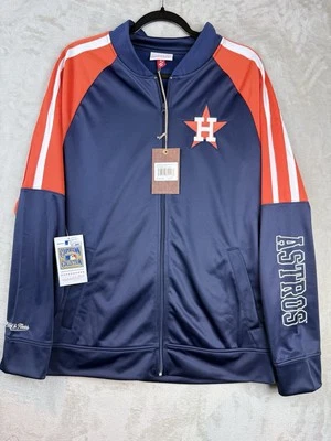 Mens Mitchell & Ness MLB COLOR BLOCKED TRACK JACKET VINTAGE LOGO ASTROS LARGE - Image 1 of 3