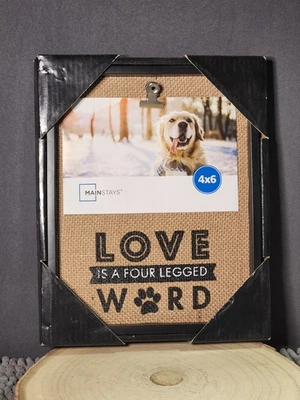 Marco de fotos Mainstays Love is a Four Legged Word Arpillera 4" x 6" - Nuevo Foto 1 de 4