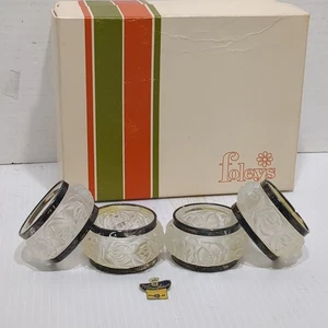 (4) WILLIAM ADAMS "FROSTED ROSE" BLEIKRISTALL SERVIETTENRINGE VINTAGE MADE IN GERMANY - Bild 1 von 11