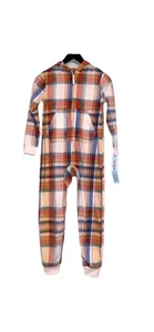 Cat & Jack Pajama Sleeper- Size 8 Plaid NWT HOODIE AND FEETIE PJS - Picture 1 of 13