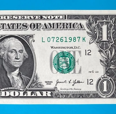 July 26, 1987 (L 07261987 K) BIRTHDAY Note $1 One Dollar Bill *UNC* - Image 1 of 4