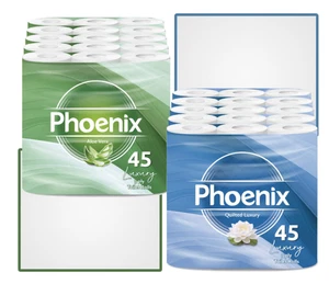 Paquete de 90 rollos de inodoro Phoenix 3 capas de aloe vera perfumados y acolchados de lujo sin perfume - Imagen 1 de 6