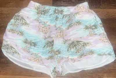 American Eagle Shorts Women's Small Tropical Botanical Lightweight Pink/Blue - Image 1 of 3