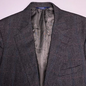 Polo by Ralph Lauren Blazer Sport Mantel 42R Fischgrät dunkelgrau Fensterscheibe USA - Bild 1 von 10