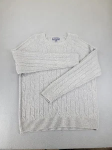 Brooks Brothers Sweater Mens L Gray Italian Yarn Lambswool Cable Knit Pullover - Picture 1 of 12