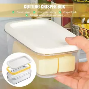 Butter Dish Box Holder Tray with Lid Knife Cheese Server Crisper Clear Container - Picture 1 of 12