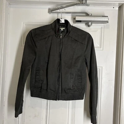 Chaqueta Charlotte Russe Pequeña Gris Carbón Cremallera Frontal Forrada Mujer Manga Larga Foto 1 de 4