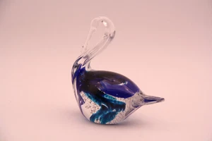 Art Glass Swan Pelican - Made In Italy Blue White & Silver - Picture 1 of 15