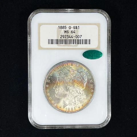 1885-O $1 MS64 CAC Toned Morgan Dollar - Old NGC Fatty - Beautiful Toning PQ Cover