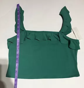 Society And Stitch Women's Stretchy Flutter Sleeveless Tank Top Size XXL Green - Picture 1 of 4