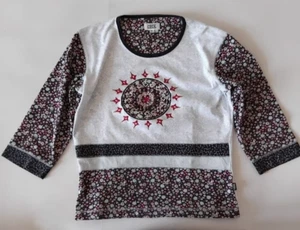 Women Floral Blouse Cotton Size XXL Heavy 2/3 Sleeves Round Nick Multi Color - Picture 1 of 4