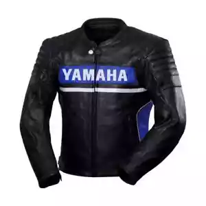 YAMAHA BLACK BLUE MOTORBIKE/Motorcycle Racing Biker Jacket (cowhide leather).CE - Picture 1 of 3