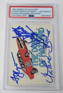 Tarjeta adhesiva Donruss General Lee 1981 firmada automática de The Dukes of Hazzard por 3 anuncios de servicio público - Imagen 1 de 8
