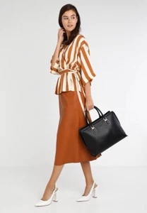 Lydc London Borsa Da Donna Nera A Mano In Ecopelle 35x25cm Con Cerniera Elegante - Picture 1 of 10