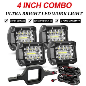 Tow Trailer Hitch Mounting Bracket+4x 4'' LED Work Lights Backup Reverse+Wiring - Picture 1 of 24