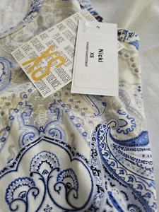 Abito Lularoe Nicki XS NUOVO CON ETICHETTE 💙 blu denim bianco 💙 ombreggiato paisley immerso x small - Foto 1 di 9