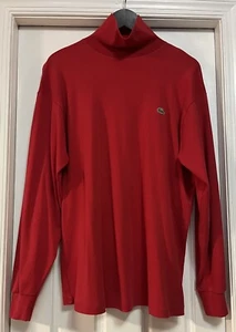 Vintage 80s 90s Izod Lacoste Mens XL Mock Neck Shirt Red Long Sleeve Made In USA - Picture 1 of 6