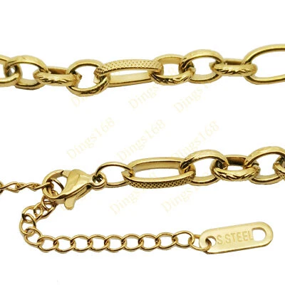 Pulseira de corrente de elos irregulares folheada a ouro amarelo 18K real inspirada em designer E275 - Imagem 1 de 2