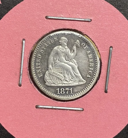1871 U.S Early silver Half Dime**** A.U-Uncirculated Cover