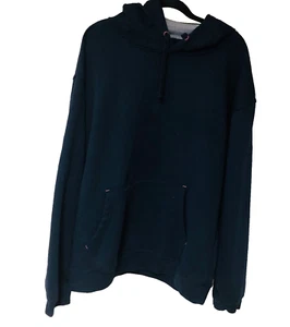 Eddie Bauer Mens XXL 2X Hoodie Jacket Navy Spell Out Gorpcore Flannel Interior - Picture 1 of 8