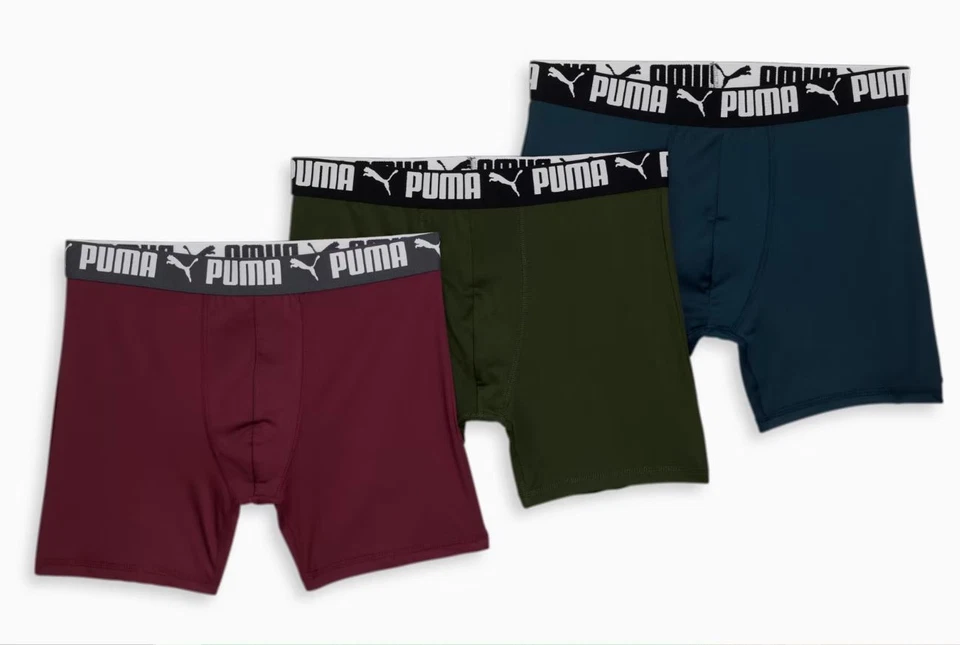 PACK DE 3 BOXER PUMA HOMBRE - FRASE 233 - VERDE AZUL - GRANDE - ROPA INTERIOR X3 Foto 1 de 1