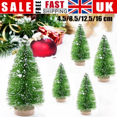 10PCS Miniature Christmas Trees Small Pine Mini Tree Sisal Snow Frost Fake Tree - Image 1 of 4