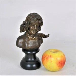 F Renard, buste de femme, sculpture en bronze, art Nouveau, XXème siècle - Imagen 1 de 12